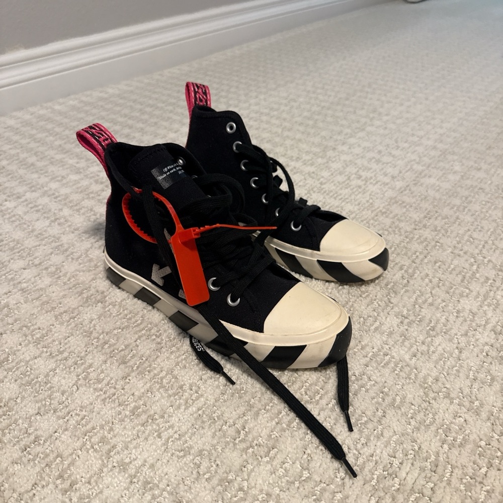 Off-White Black and White High-Top Sneakers